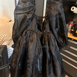 Selkie Black Dress with Puff Sleeves